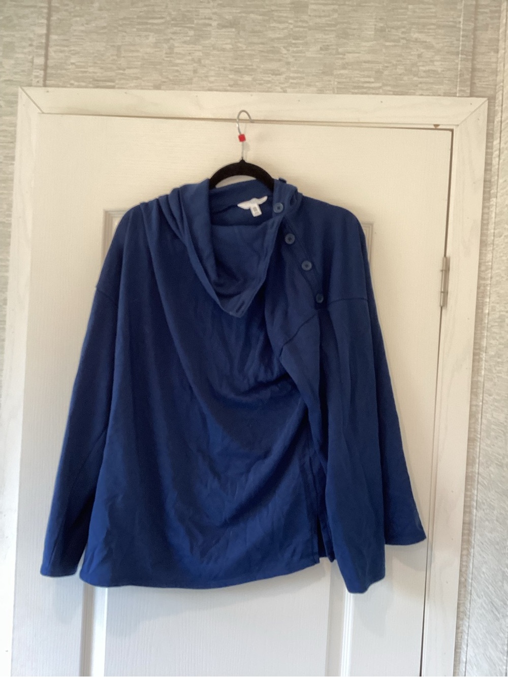 Time and Tru Navy Hooded Pullover with Button-Shoulder Detail XL EUC